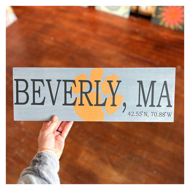 Beverly w/Paw Coordinate Sign 6x18