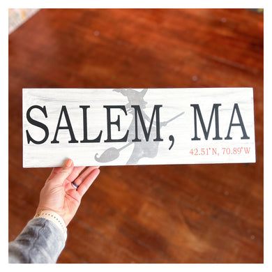 Salem w/Witch Coordinate Sign 6x18
