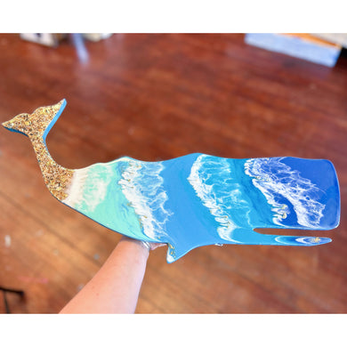 Resin 2ft Whale w/Sand & Gold