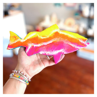Resin Bass Fish - Yellow, Orange & Pink w/waves (10