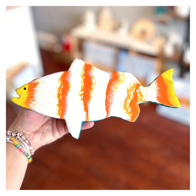 Resin Bass Fish - Yellow, Orange & White (10