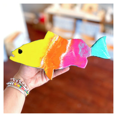 Resin Bass Fish - Yellow, Orange, Pink & Teal w/eye (10