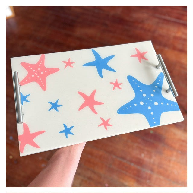 Starfish w/Silver Handles & Resin Top 10x16