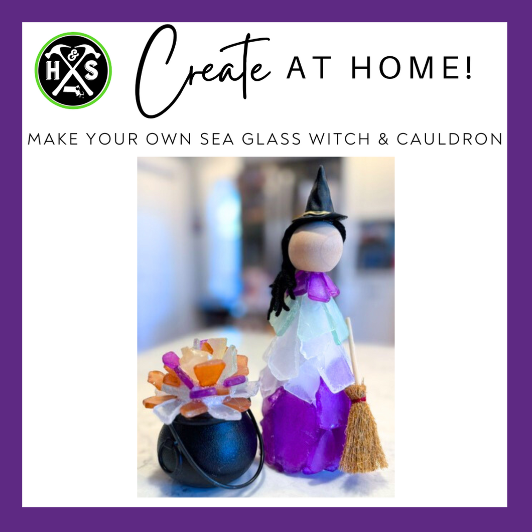 NEW! Sea Glass Witch & Cauldron - 'Hammer at Home' Take Home Craft Kit