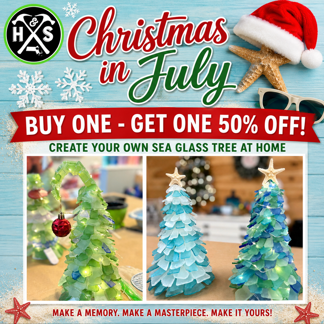*CHRISTMAS IN JULY* Sea Glass Trees Take Home Craft Kits ($75-$105)