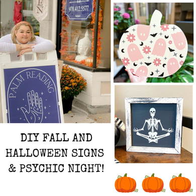 10/11/2023 - Wednesday (6:30pm) Rosemary's Private Party - Fall & Halloween Wood Signs with THE BEVERLY PSYCHIC Workshop!