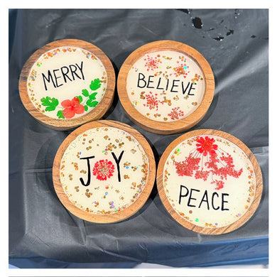 Christmas Coasters w/Clear Resin Top