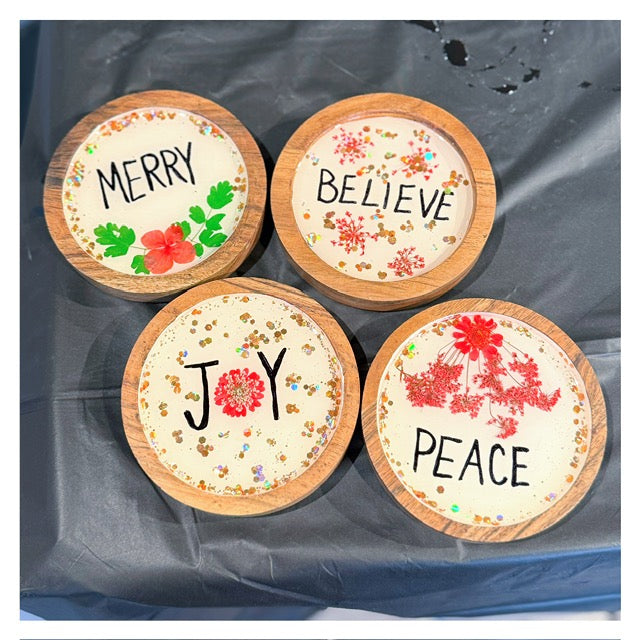 Christmas Coasters w/Clear Resin Top