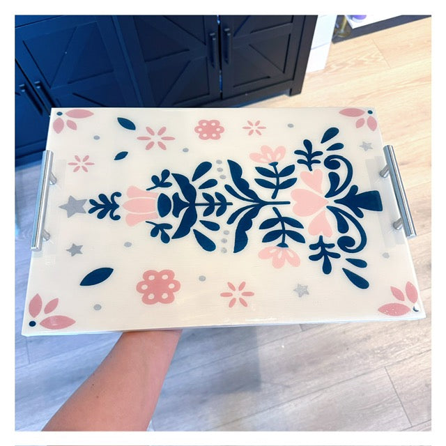 Christmas Tree Design w/Blue & Pinks - 12x18