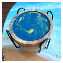 4" Coasters x4 - Blue & Gold Resin