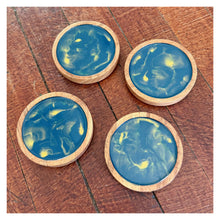 4" Coasters x4 - Blue & Gold Resin