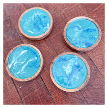 4" Coasters x4 - Green, Blue & White Resin