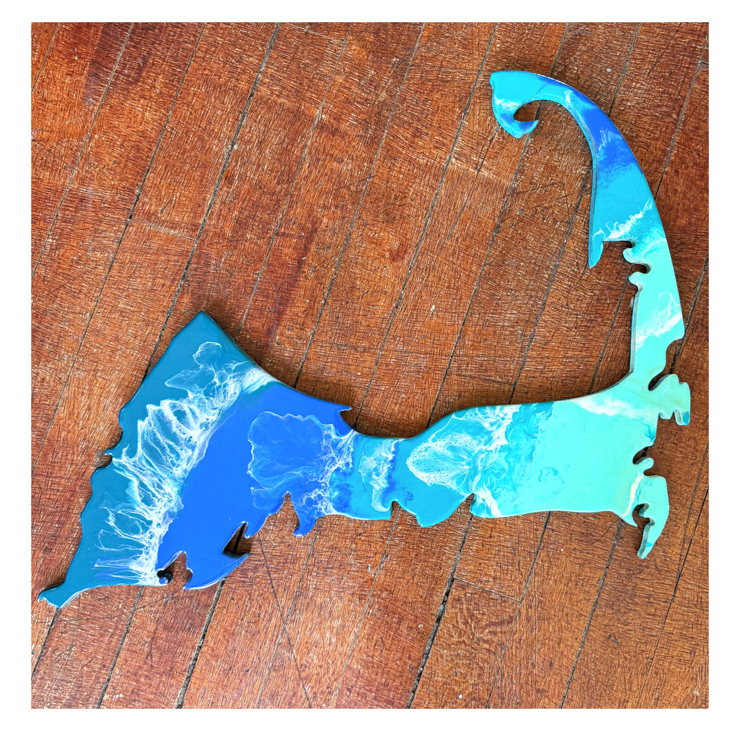 Cape Cod Shape Resin Ocean Blues & Teals - 24