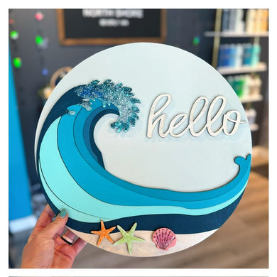 Hello w/Wave (crushed glass) 14