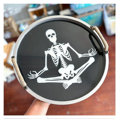 Yoga Skeleton Tray w/Handles & Clear Resin Top (14