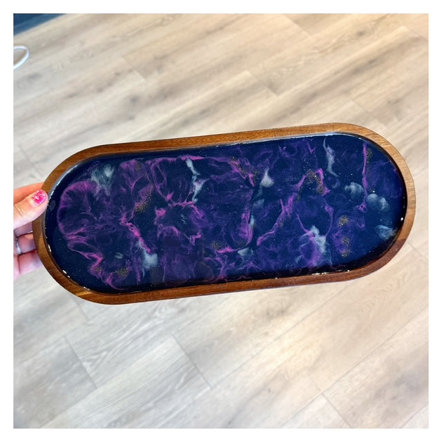 Oval Trinket Tray - Blue & Purple Galaxy (13