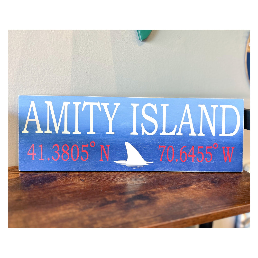 Amity Island Coordinate Sign 6x18
