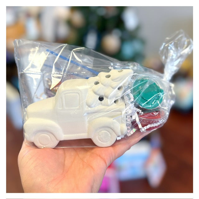 Ceramic Christmas Truck w/Tree Night Light Gift - Paint your Own