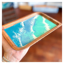 6" Mini Resin Wood Tray w/Light Blue Ocean