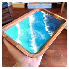6" Mini Resin Wood Tray w/Dark Blue Ocean