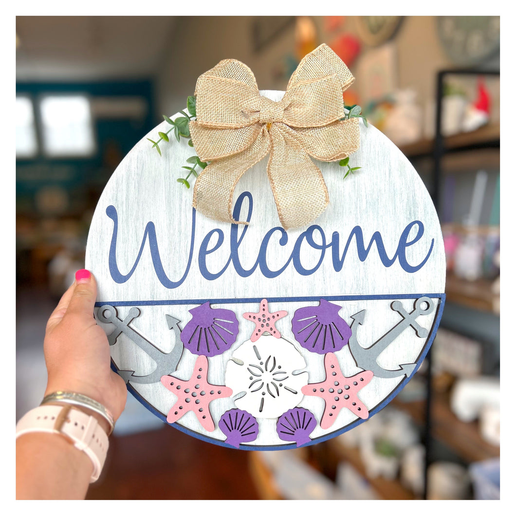 Welcome w/Shells bottom Door-Hanger 12