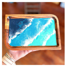 6" Mini Resin Wood Tray w/Dark Blue Ocean