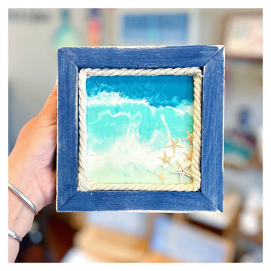 Resin Blue Ocean w/Mini Starfish 6x6