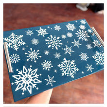 Snowflake Tray w/Silver Handles & Resin Top 12x18"