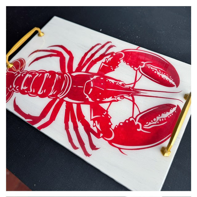 Red Lobster w/Gold Handles & Resin Top 12x18