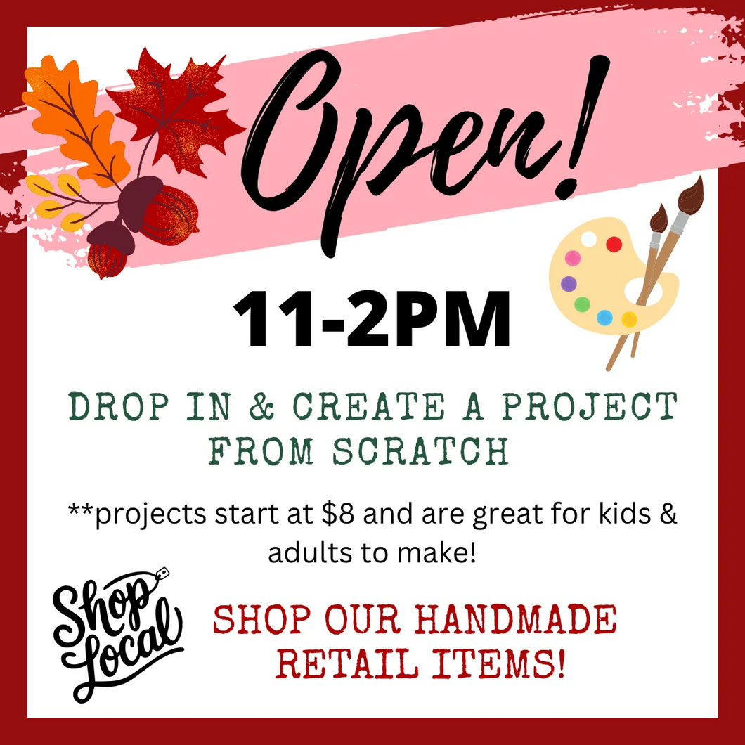 11/11/2026 - Wednesday (11am - 2pm) *VETERANS DAY* OPEN for drop in crafting & shopping!