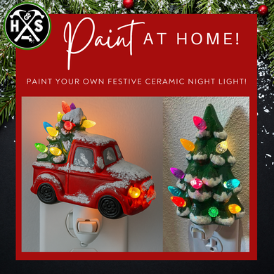 *PRE ORDER* Paint your Own Ceramic Christmas Night Lights 'Hammer at Home' Take Home Kits