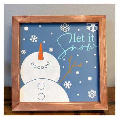 Let it Snow w/Snowman Framed 10