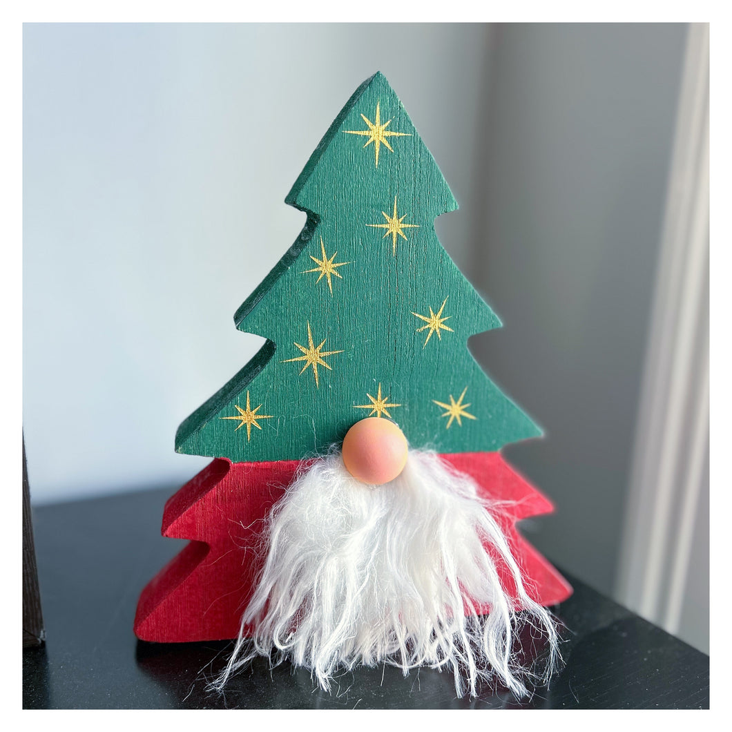 Wood Gnome w/Tree Hat & stars