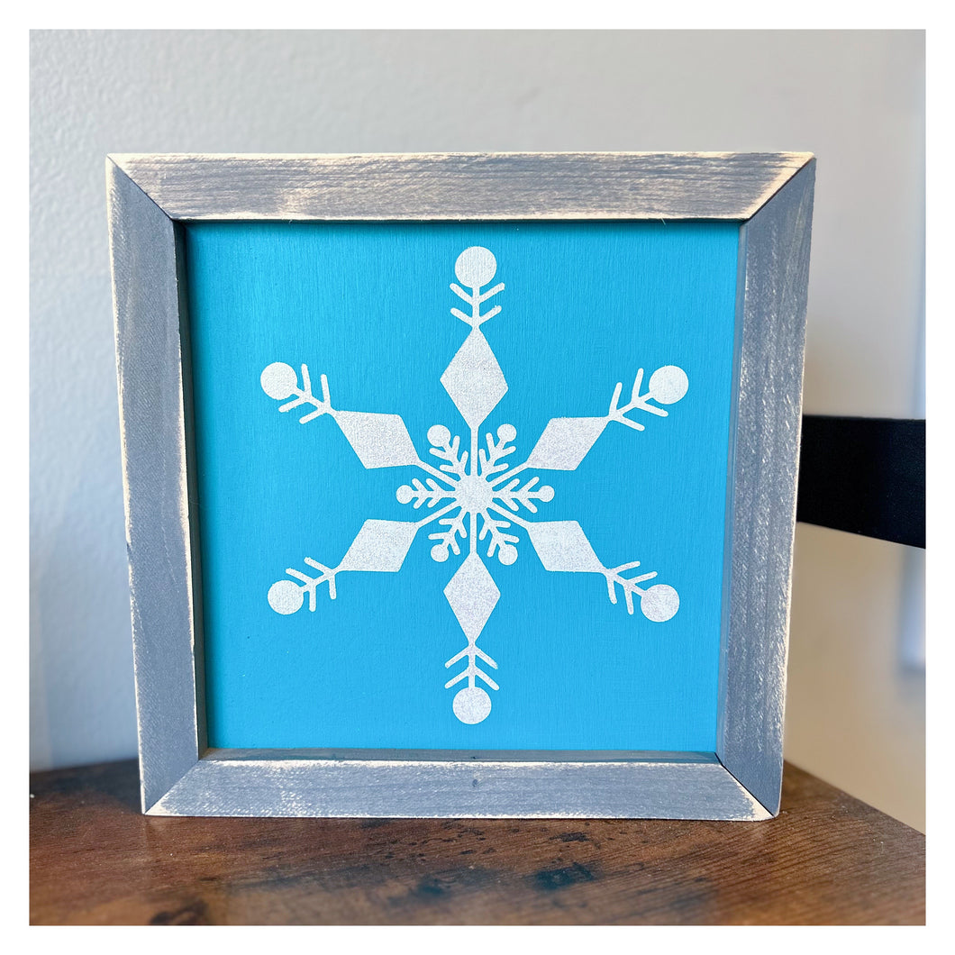 Snowflake Teal Background 8x8