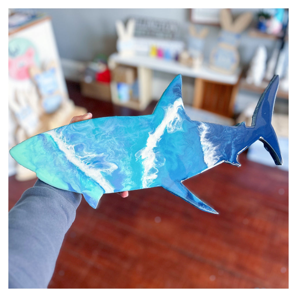 Resin Shark (ocean blues) 18" Hammer & Stain North Shore