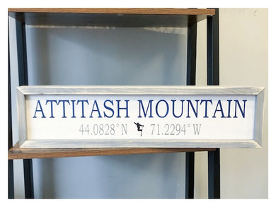 Attitash Mountain Coordinate Framed Sign 6x24