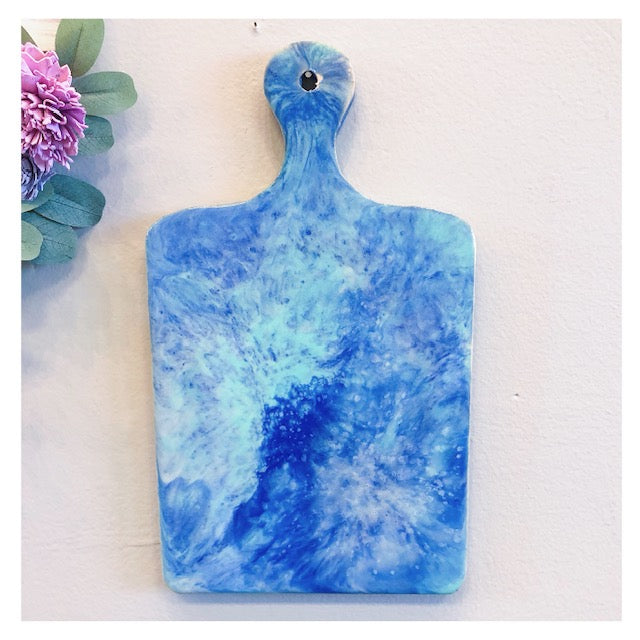 Rectangle Serving Board w/Resin Art (blue colors)