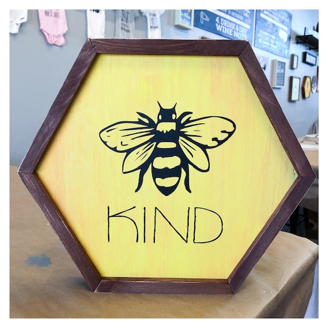 Bee Kind Wood Sign, Hexagon Sign, Bee Decor, Summer Decor 