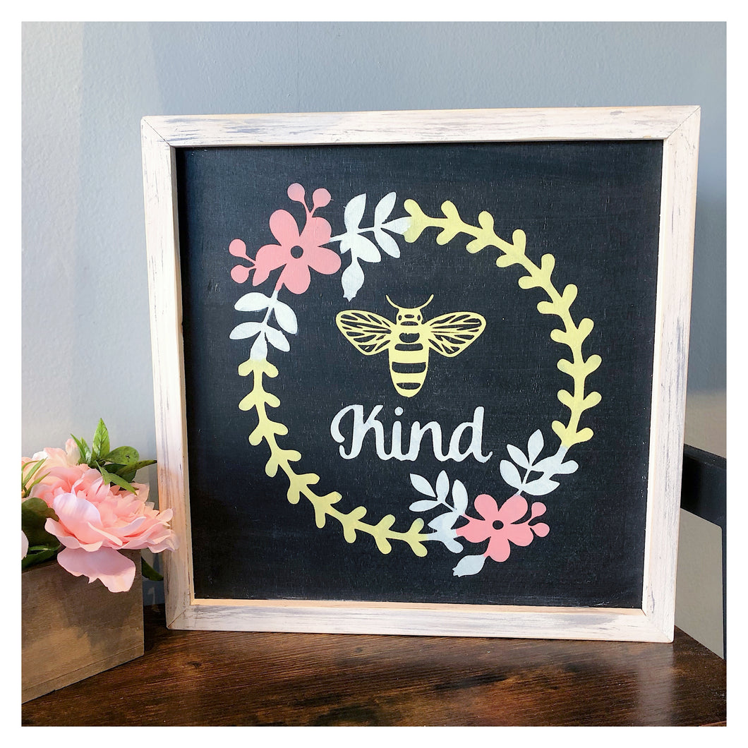 BEE Kind with Vines & Flowers Framed 14
